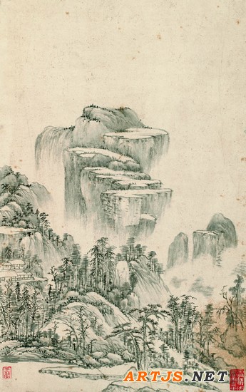 上海博物馆藏王翚《小中现大图册》(二十一开)之第十四开