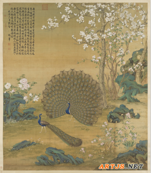 清 郎世宁 《孔雀开屏》轴