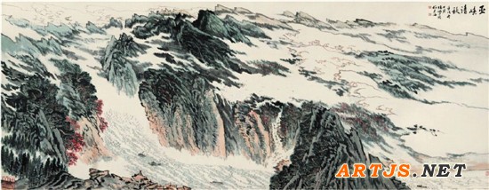 陆俨少 巫峡清秋 190×485cm 1982年 （2004年中贸圣佳1980万元成交）