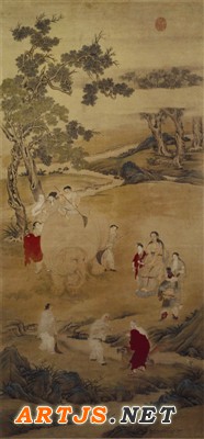 清代丁观鹏《弘历洗象图》，北京故宫博物院藏